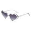 Fashionable heart-shaped sunglasses with purple gradient lenses and clear frames - Translucent Gray Frame Gradient Gray Lens