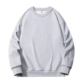 Classic grey crewneck sweatshirt in premium cotton knit with ribbed edges and drop shoulder - M / Light Heather Grey