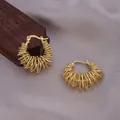 Textured gold hoop earrings with spiral vintage design and secure latch closure - Multi-Layer Entwined Spiral / E-069---Gold