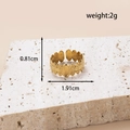 Golden vintage textured open ring with leaf pattern and smooth oval tray design - MN464-Gold