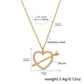 Collana con cuore e freccia in acciaio inossidabile dorato e zirconi con misure - Collana con Cuore in Zirconia Dorata