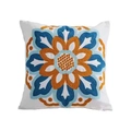 White throw pillow cover with yellow and blue mandala flower towel embroidery - 45*45cm (No Core) / Pastoral Style 17 (Mandala Flower)