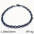 Black titanium steel woven chain bracelet 200x3.6mm hip-hop style for men and women - 3.6mm Black Tone (Rope Chain) / 20cm