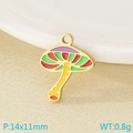 Colorful enamel mushroom pendant in golden stainless steel with vibrant drip oil finish - Style 10-Red Green Colorful Drip Oil Mushroom Style (KLJ9590-ZLA)