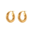Orecchini a cerchio tondi minimalisti in acciaio inossidabile placcato oro 18K liscio - 25mm