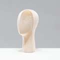 Beige velvet mannequin head display stand for elegant hats and wig accessories - Apricot Velvet