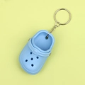 Creative mini light blue clog shoe keychain with silver ring for couples and bags - Light Blue Clog Shoe