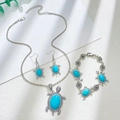 Set gioielli tartaruga argento vintage con collana turchese, orecchini e bracciale - Set A-361