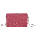 Rosa Glitzer-Box-Clutch mit holografischen Stern-Pailletten und silberner Kette - Rosarot