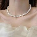 Elegant champagne pearl necklace for women featuring round high-luster 6-8mm pearls - 8MM Pearl + Gold Tail Chain / Cream