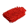 Thick red chenille microfiber car wash glove with soft plush texture and elastic cuff - 60g / Double Sided Chenille Red