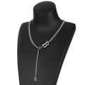 Silver Cuban link necklace featuring a large B pendant on a professional jewelry display - Steel Color (KN197166-KLX)