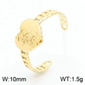 Anillo de cadena dorado ajustable con colgante redondo de 10mm y diseño de Love - Dorado (KR105026-KFC)