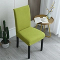Elastic thickened chair cover in green textured fabric on a black wooden leg chair - General Specification / Green