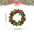 32cm Christmas wreath wall sticker with red bow, golden stars and candy cane design - Style B/32*32CM