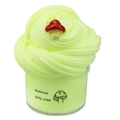 Light green mushroom fluffy slime in a clear 70ml container for stress relief toy - Fluorescent Yellow Mushroom