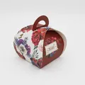 European style heart wedding favor boxes with floral pattern and gold text 50pcs per pack - Wine Red Floral Pattern Box Without Ribbon
