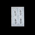 Silicone mold with four cute cartoon rabbit cavities for resin DIY craft making - 2# 4-Cavity Full Body Rabbit / Clear