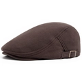 Gorra plana clásica marrón oscuro de algodón de punto con hebilla metálica ajustable - Café (Hebilla)