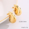 Minimalist teardrop hollow earrings in polished gold finish, size 26x14mm, weight 10g - 26x14mm(KE110262-KFC)