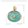 Detail view of 15x17mm oval copper and enamel charm with dimensions and material specs - Cyan Starlight
