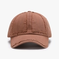 Casquette vintage marron en coton vieilli avec bords francs et design déconstruit - Rouge Orangé (23A052)