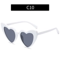 Fashionable heart-shaped sunglasses with white glitter frame and dark gray lenses C10 - White Frame Gray Lens
