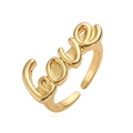Polierter goldbeschichteter LOVE geometrischer offener Ring für Damen mit verstellbarem Band - Einstellbar Offen / Goldener Stil (14386)