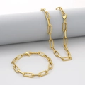 Golden stainless steel jewelry set featuring a twisted rope chain necklace and bracelet - Gold-Style 5 (7mm)