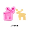 Medium size pink silicone elk mold with golden deer resin sample for DIY crafts - Medium / Pink
