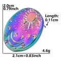 Detailed macro view showing the celestial sun and moon motifs on a 304 steel earring - Celestial Moon Star-Rainbow
