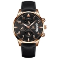 Black Strap Rose Gold Case Black Dial Rose Gold Hands