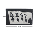 Tactical AK47 playing cards embroidered patch in black and white with hook fastener - Poker Card AK47 Design