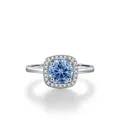 Eleganter S925 Sterling Silber Halo Ring mit einem brillanten blauen Moissanit-Edelstein - US 5