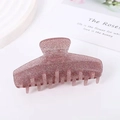 Elegant large hair claw clip in sparkling rose pink resin with a minimalist matte finish - Lotus Pink