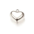 Ciondolo a cuore in acciaio inossidabile lucido argento per collane e bracciali - 18mmx19mm / Color Acciaio