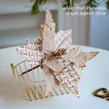 22cm beige burlap poinsettia with golden glitter edges for Christmas tree decoration - Gold Grid Velvet Edge Christmas Flower
