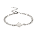 Pulsera de acero inoxidable plateado con cadena Figaro y colgante de nudo celta - Color Acero