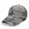 Detail of camouflage baseball cap showing heavy-duty fabric and embroidered eyelets - Adjustable / Bionic Tree Camouflage