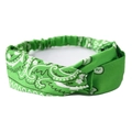 Green paisley headband for sports with elastic back and white floral pattern - Fruit Green