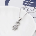 Silver boy pendant necklace with cubic zirconia inlay on a classic box chain - Silver Boy Type B