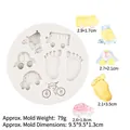 Silicone mold with car bike and footprints designs for cake baking and soap making - 2#-Round / Gray