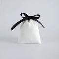 White velvet jewelry drawstring bag with black ribbon bow for gift packaging - Black Ribbon / 7*9cm