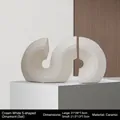 Modern creamy white S-shaped ceramic ornaments with artistic striped texture - S-Shape Ornament Set Off-White