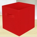 Foldable red non-woven fabric storage cube with reinforced handle for drawer organization - Cloth Handle / Large (28*28*28cm) / Red