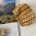 Detail of pleated fabric texture in ginger yellow with geometric diamond pattern - Yellow Geometric Shrapnel Bag