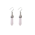 Pink quartz hexagonal column earrings with silver ornate caps and fish hooks - Rose Quartz