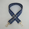 Adjustable blue geometric patterned bag strap with durable golden metal swivel hooks - No. 8 Blue Gingham