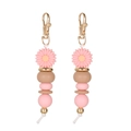 Gänseblümchen-Schlüsselanhänger mit Silikonperlen und Holzperlen am Goldverschluss - Rosa