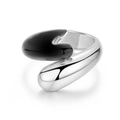 Double-layered asymmetric silver and black pearl bangle with sleek metallic finish - Black Silver Streamlined Patchwork (SZYS-022HJ-HY)